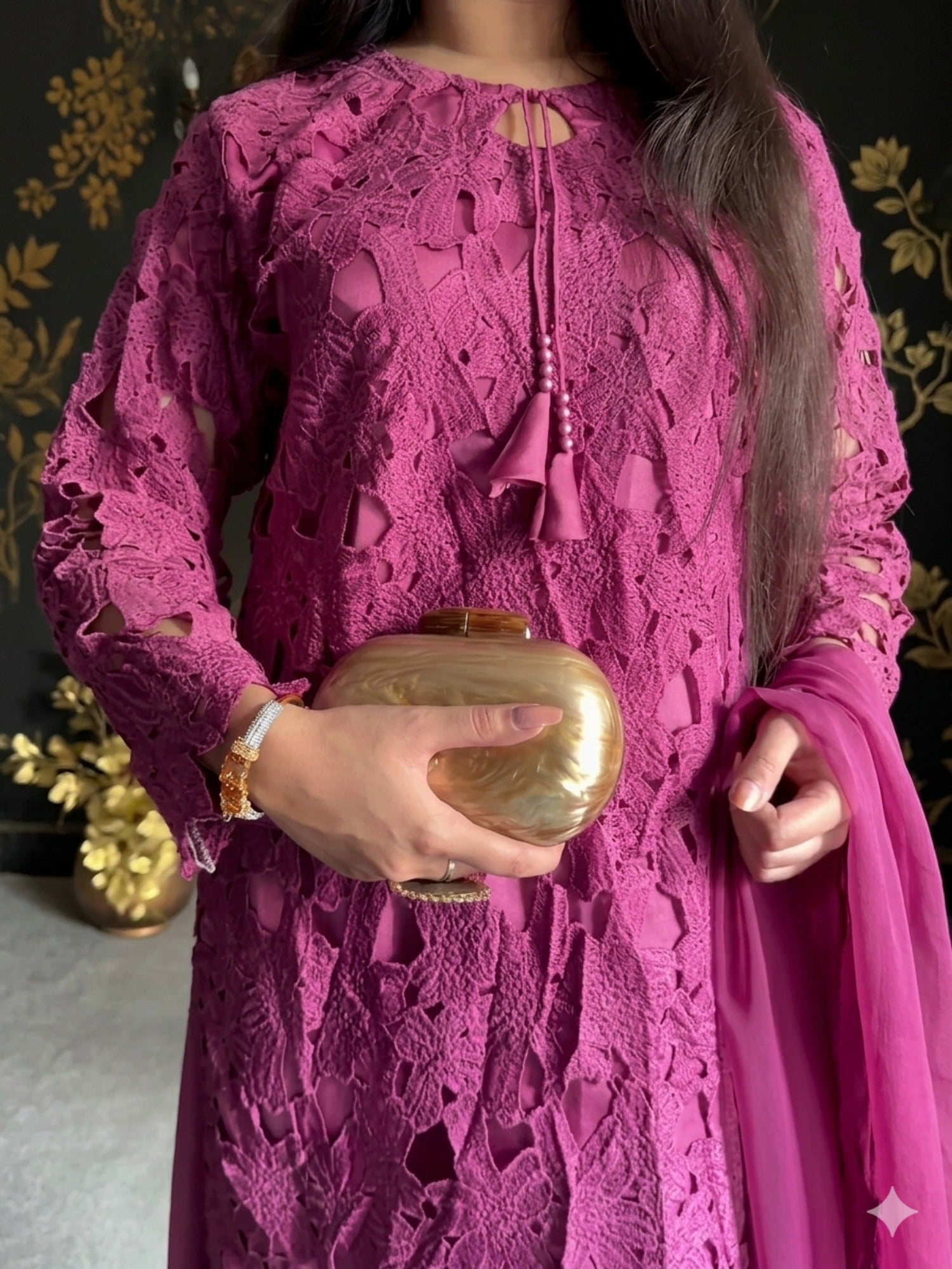 Pink-Savarna Silk Embroidered Stitched 3-Piece Suit-Pink