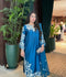 Savarna Silk Embroidered Stitched 3-Piece Suit-Blue