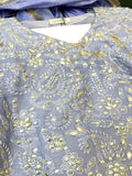 Savarna Khadi Lawn Embroidered Stitched 3-Piece Suit-Lilac