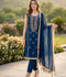 Savarna Cotton Embroidered Stitched 3-Piece Suit-Blue