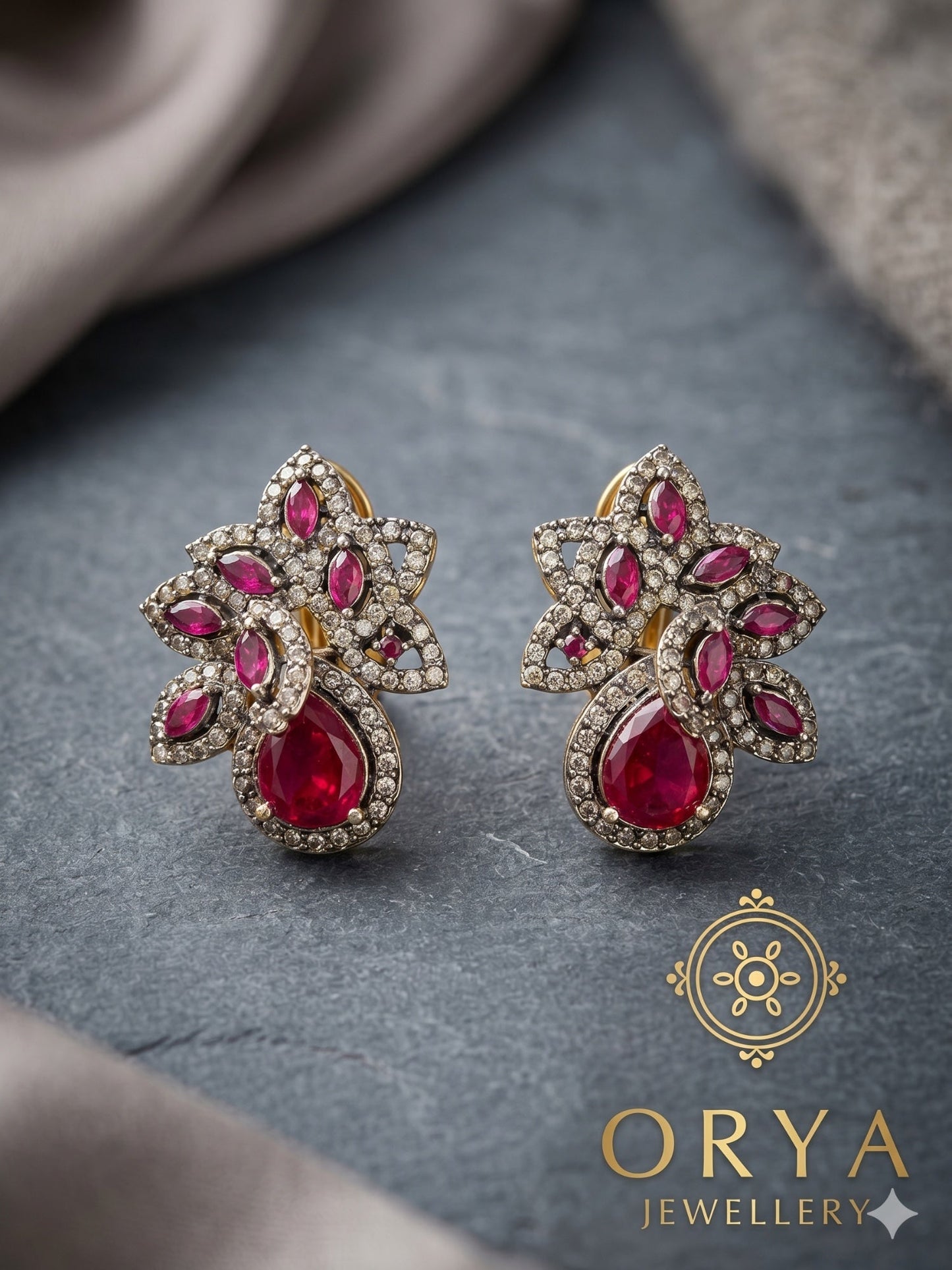 Orya Jewellery Stud Earrings-Ruby