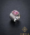 Orya Jewellery Adjustable Engraved Silver Ring-Pink Ruby
