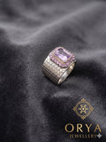Orya Jewellery Adjustable Engraved Silver Ring-Purple