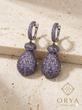 Orya Jewellery Zircon Drop Earrings-Purple