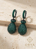 Orya Jewellery Zircon Drop Earrings-Green