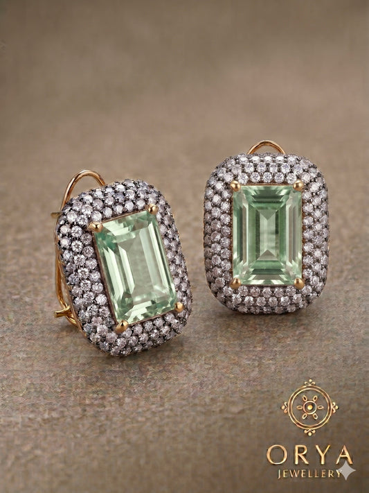 Orya Jewellery Zircon Stud Earrings-Green