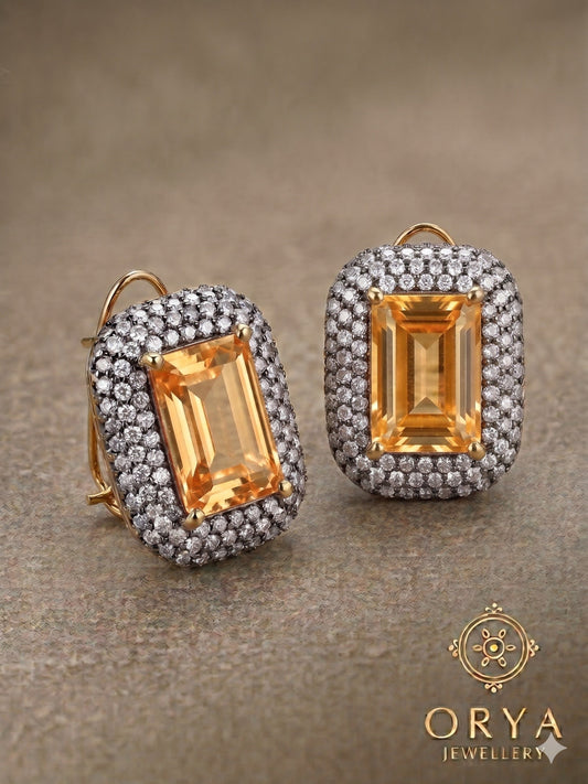 Orya Jewellery ZirconStud Earrings-Yellow