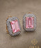 Orya Jewellery Zircon Stud Earrings-Baby Pink