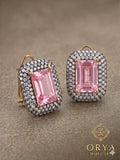 Orya Jewellery Zircon Stud Earrings-Baby Pink