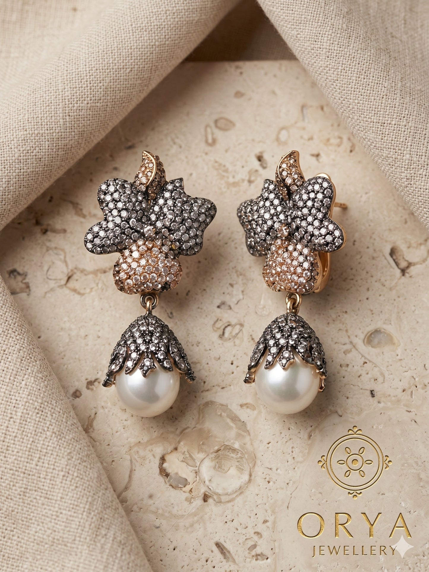 Orya Jewellery Drop Earrings-Silver Champagne
