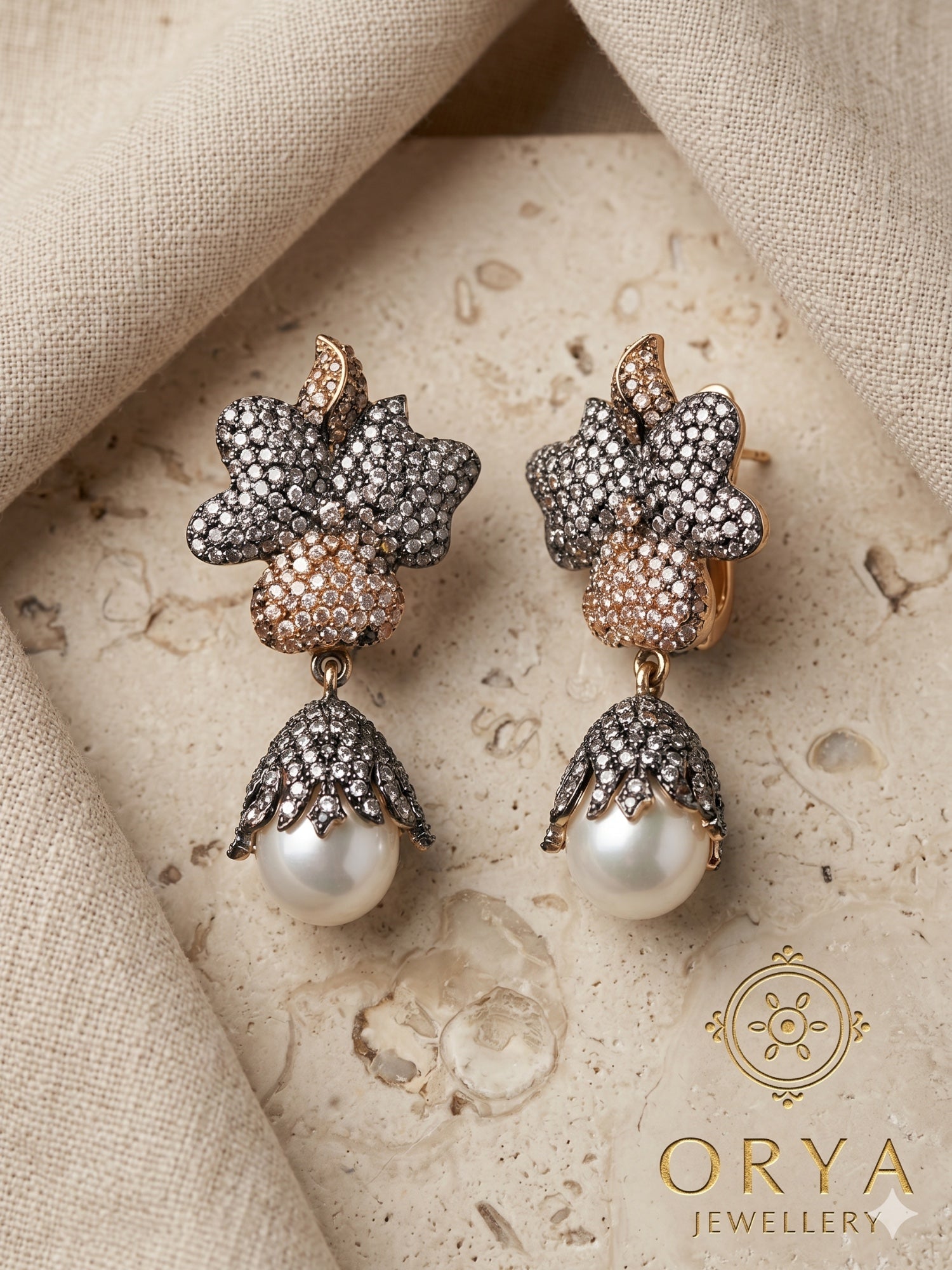 Orya Jewellery Drop Earrings-Silver Champagne