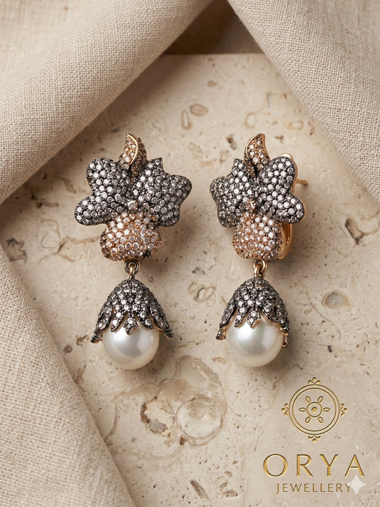 Orya Jewellery Drop Earrings-Silver Champagne