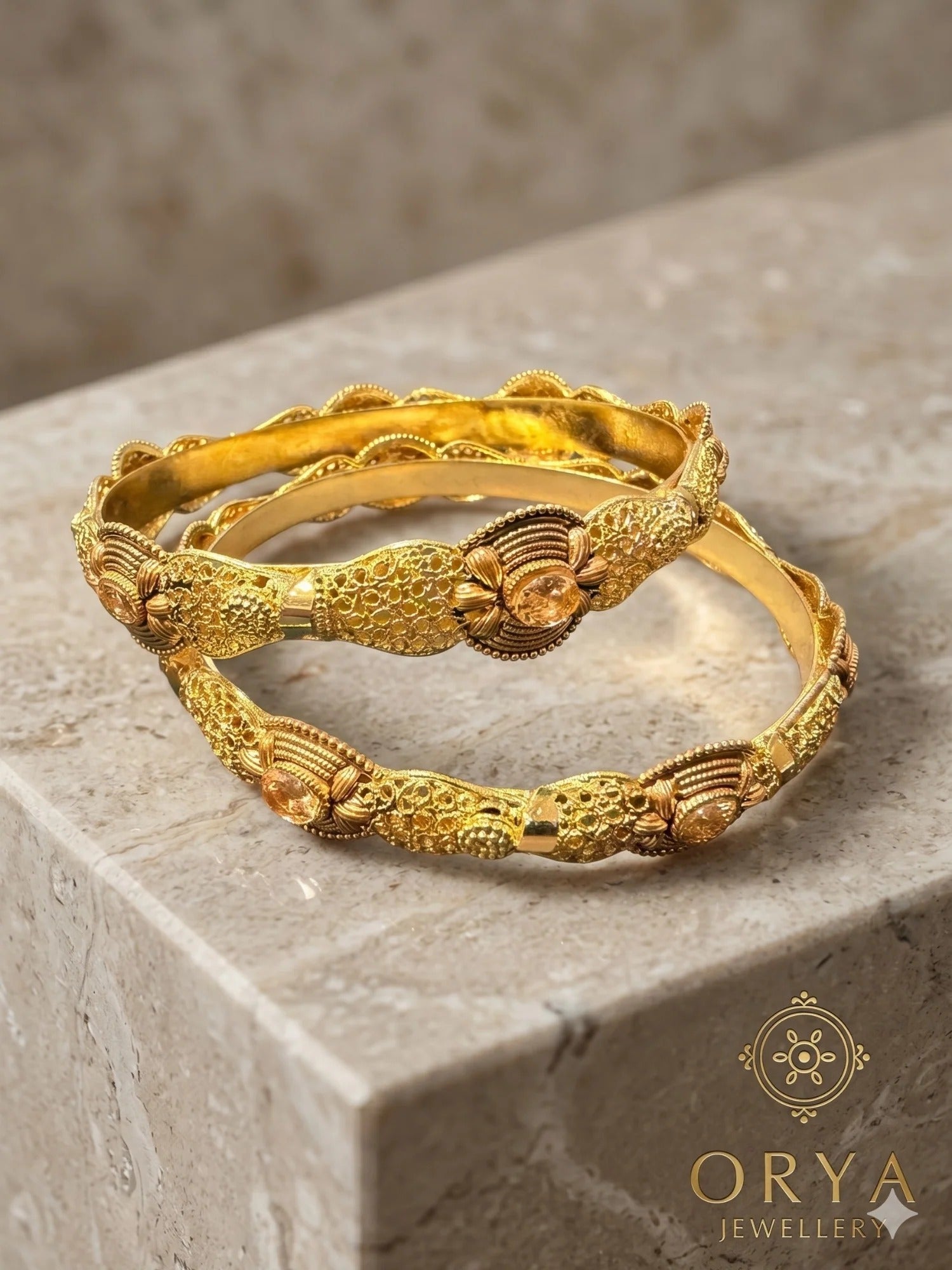 Orya Jewellery Gold Bangle Set-Champagne B12
