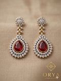 White red and Gold-Orya Jewellery Stud Earrings-Ruby Red-E57