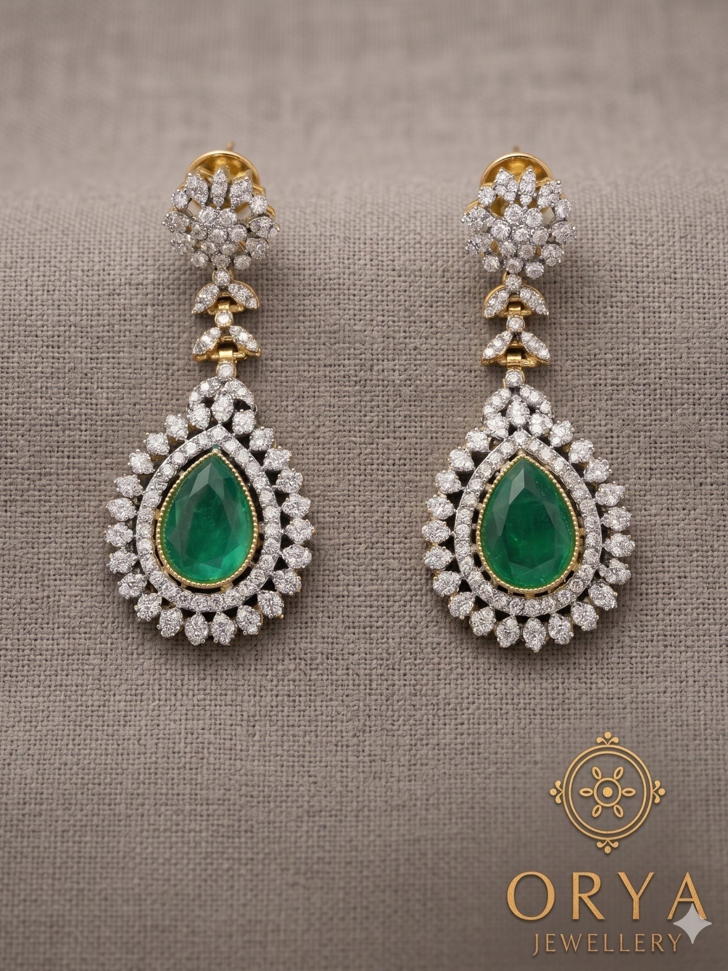 Green gold and white-Orya Jewellery Earrings-Jade Green-E56