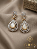 white and gold-Orya Jewellery Earrings-Pearl E54