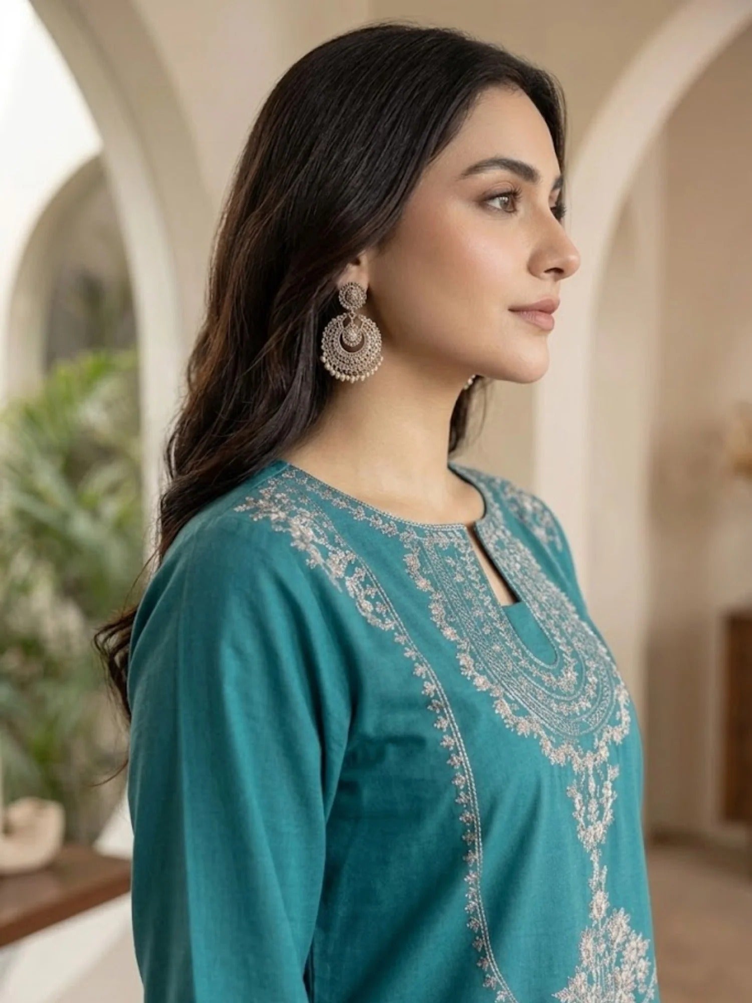 Green and white-Pyara Jora Lawn Embroidered Stitched 2-Piece Suit-Kiran