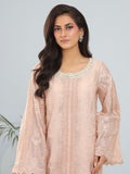 Pink Manahil Arts Khaddi Net Embroidered Stitched 3-Piece Suit-Coral Bliss