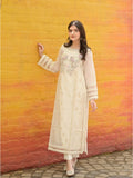 Ivory Manahil Arts Khaddi Net Embroidered Stitched 3-Piece Suit-Ivory Whisper
