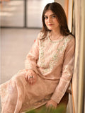 Pink Manahil Arts Khaddi Net Embellished Stitched 3-Piece Suit-Ornate Grace