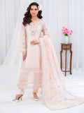 Pink Manahil Arts Khaddi Net Embellished Stitched 3-Piece Suit-Rose Elegancia