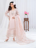 Pink Manahil Arts Khaddi Net Embellished Stitched 3-Piece Suit-Rose Elegancia