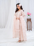 Pink Manahil Arts Khaddi Net Embellished Stitched 3-Piece Suit-Rose Elegancia