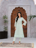 Mint Green Manahil Arts Chiffon Embroidered Stitched 3-Piece Suit-Mint Blossom