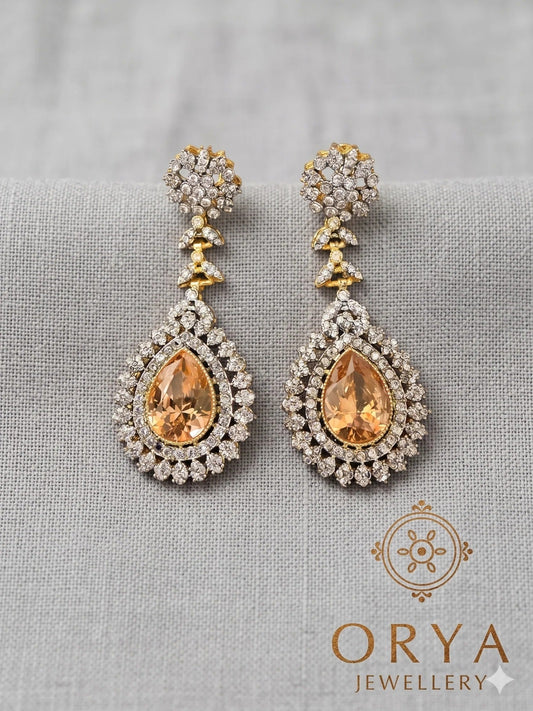 White Gold and Champagne-Orya Jewellery Earrings-Champagne-E55