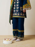 Blue -Jugnu By Hussain Rehar Pret SS26-Edit II Cotton Embroidered Stitched 3-Piece Suit-Deera