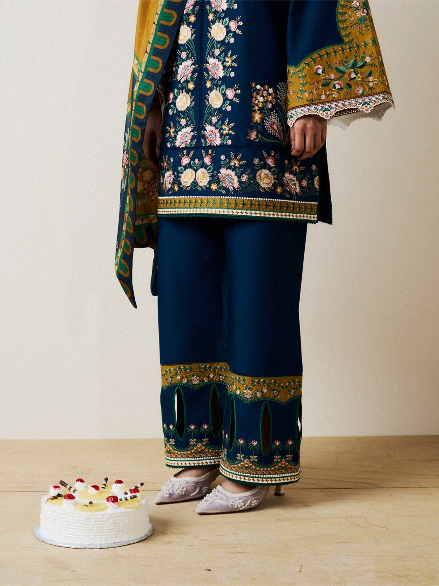 Blue -Jugnu By Hussain Rehar Pret SS26-Edit II Cotton Embroidered Stitched 3-Piece Suit-Deera