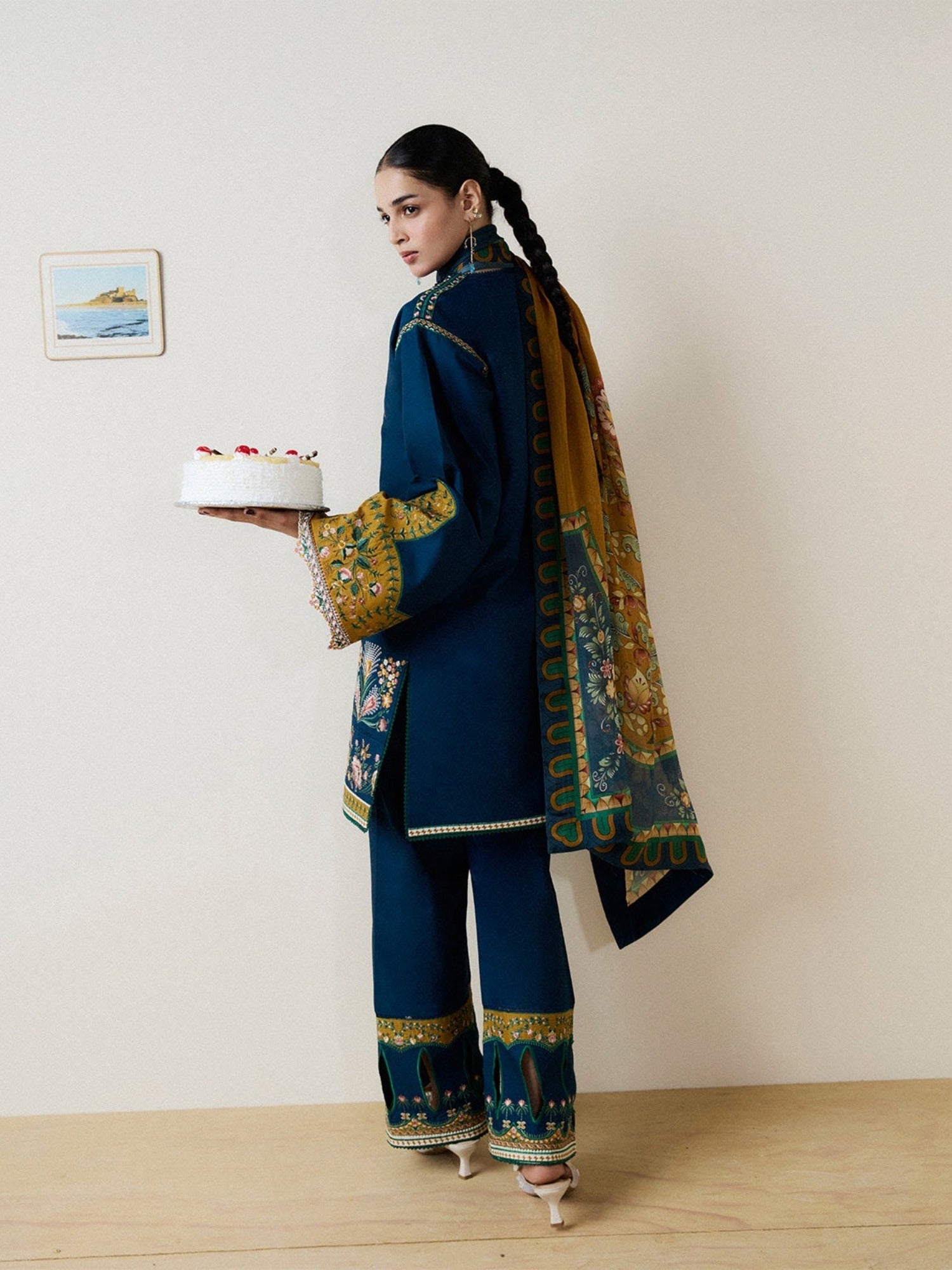 Blue -Jugnu By Hussain Rehar Pret SS26-Edit II Cotton Embroidered Stitched 3-Piece Suit-Deera