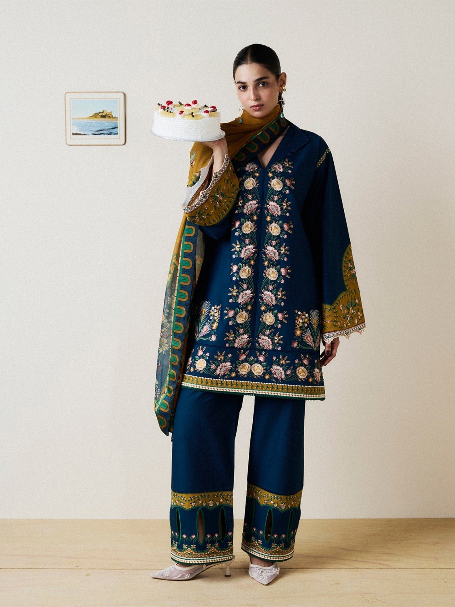 Blue -Jugnu By Hussain Rehar Pret SS26-Edit II Cotton Embroidered Stitched 3-Piece Suit-Deera