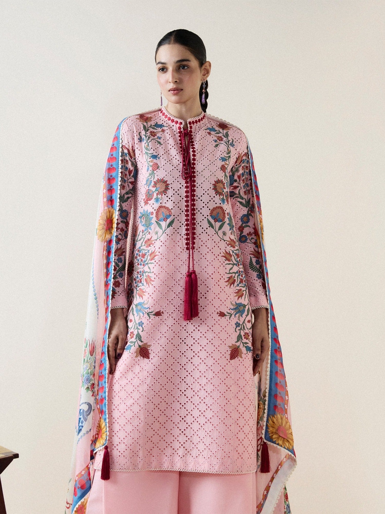 Pink-Jugnu By Hussain Rehar Pret SS26-Edit II Cotton Embroidered Stitched 3-Piece Suit-Piran