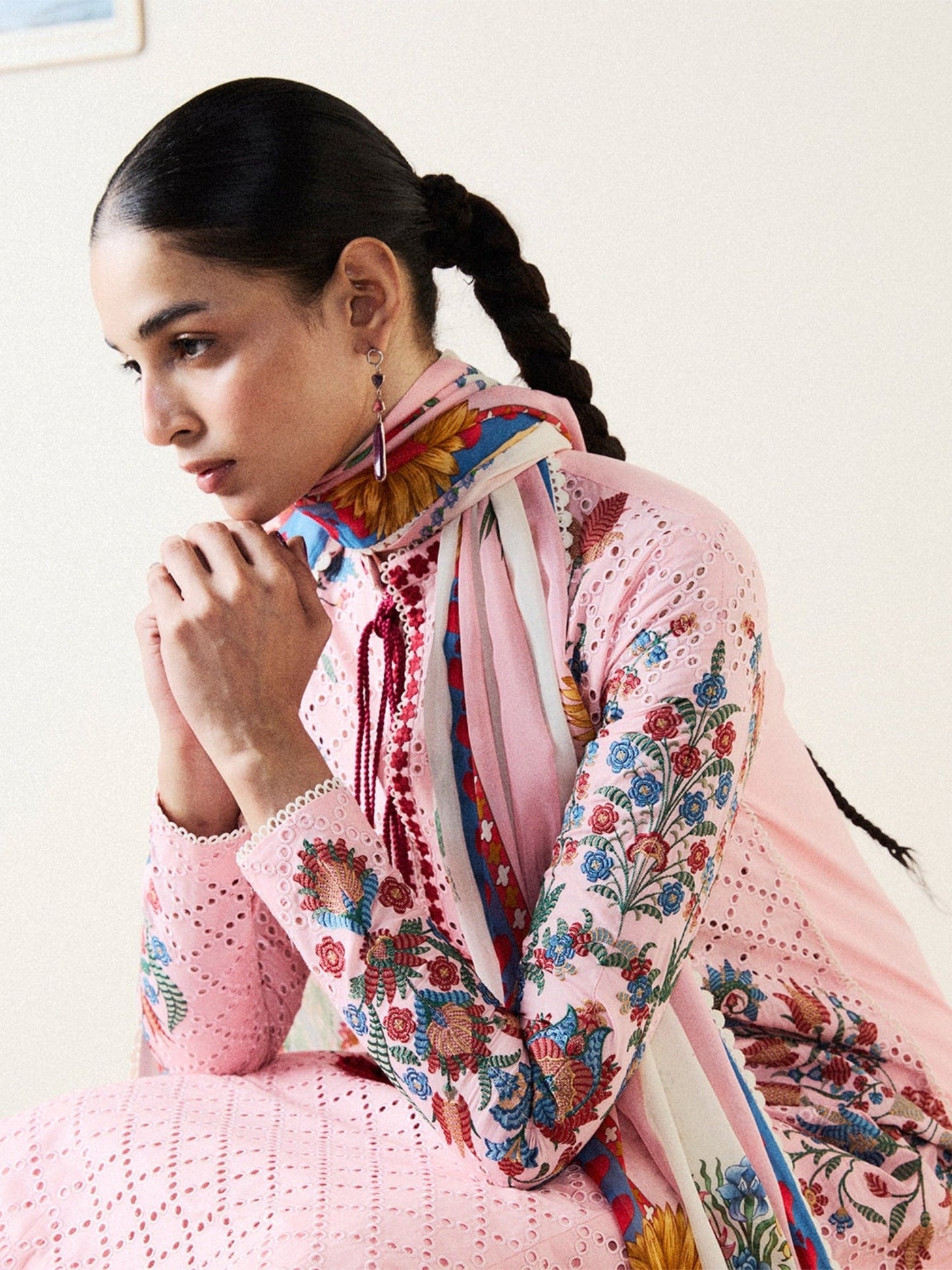 Pink-Jugnu By Hussain Rehar Pret SS26-Edit II Cotton Embroidered Stitched 3-Piece Suit-Piran