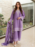 Purple Pyara Jora Lawn Embroidered Stitched 3-Piece Suit-Saibaan