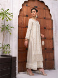 Manahil Arts Tassel Silk Embellished Stitched 3-Piece Suit-Ivory Enchant