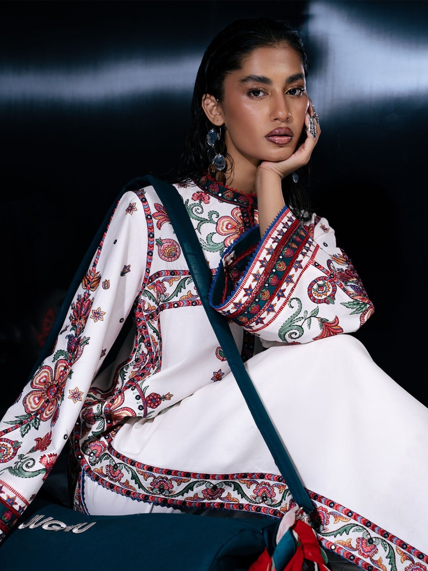 White-Jugnu By Hussain Rehar Pret SS26 Edit IV Cotton Embroidered Stitched 3-Piece Suit-Ariki