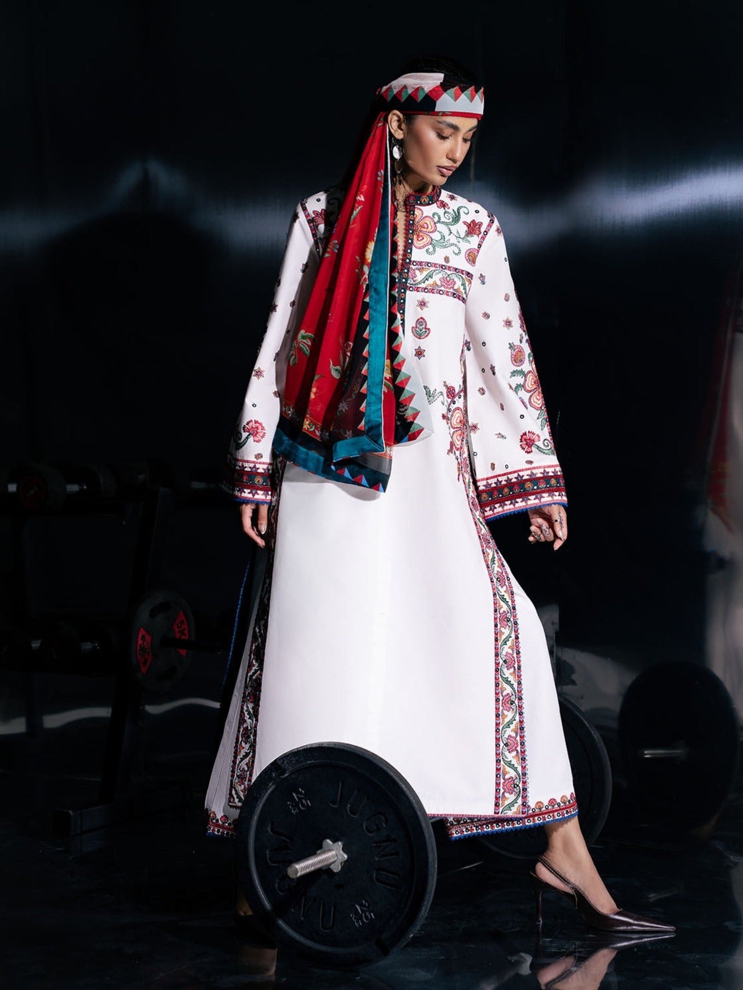 White-Jugnu By Hussain Rehar Pret SS26 Edit IV Cotton Embroidered Stitched 3-Piece Suit-Ariki