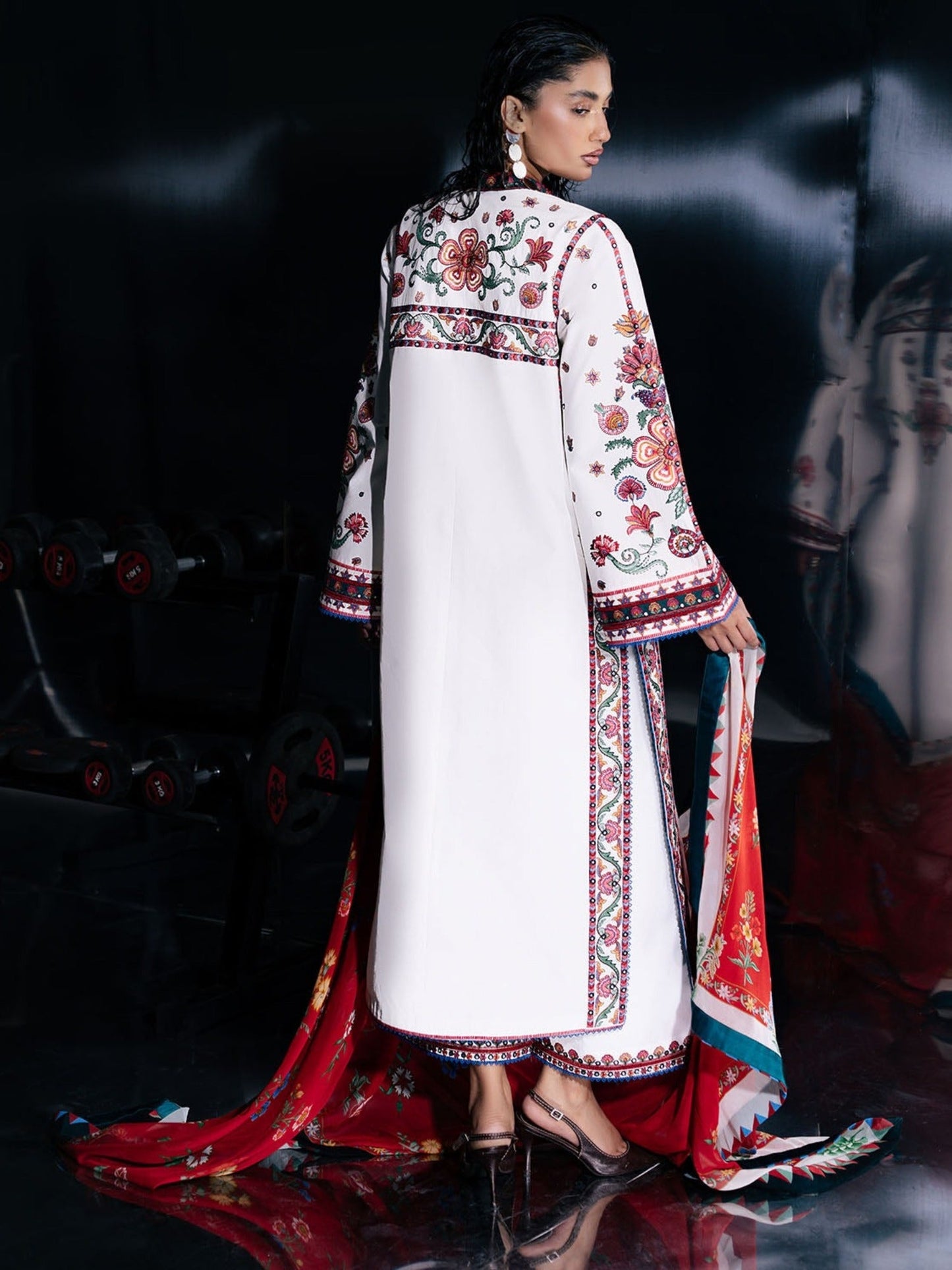 White-Jugnu By Hussain Rehar Pret SS26 Edit IV Cotton Embroidered Stitched 3-Piece Suit-Ariki