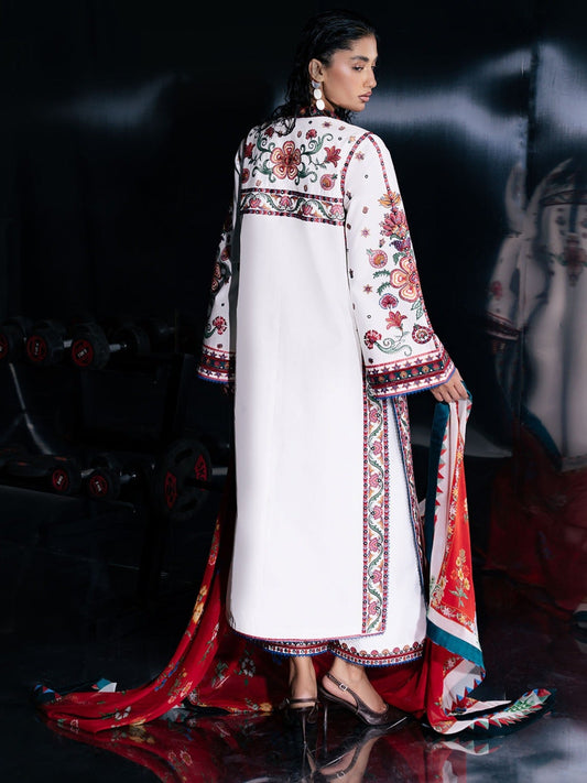 White-Jugnu By Hussain Rehar Pret SS26 Edit IV Cotton Embroidered Stitched 3-Piece Suit-Ariki