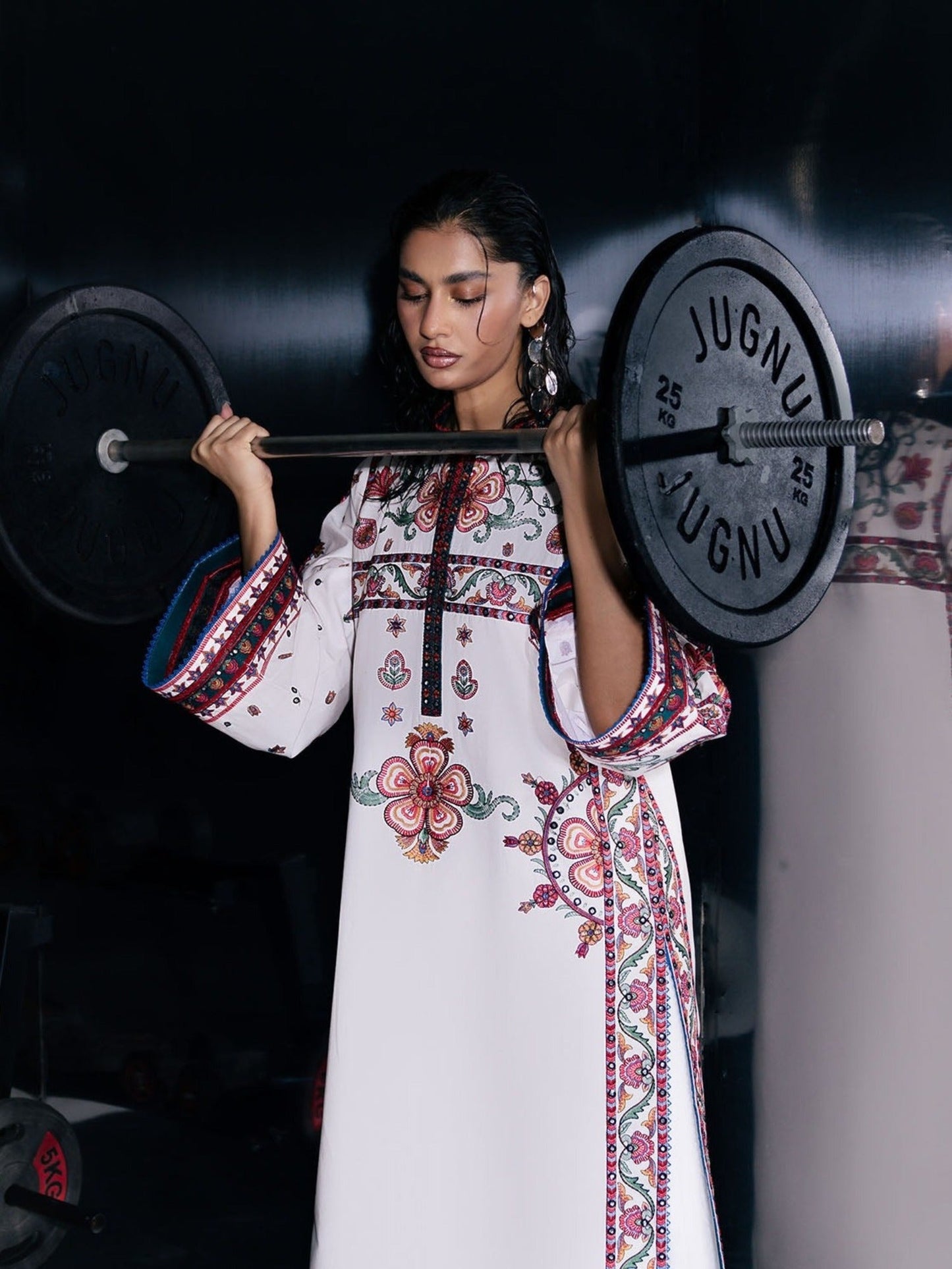 White-Jugnu By Hussain Rehar Pret SS26 Edit IV Cotton Embroidered Stitched 3-Piece Suit-Ariki