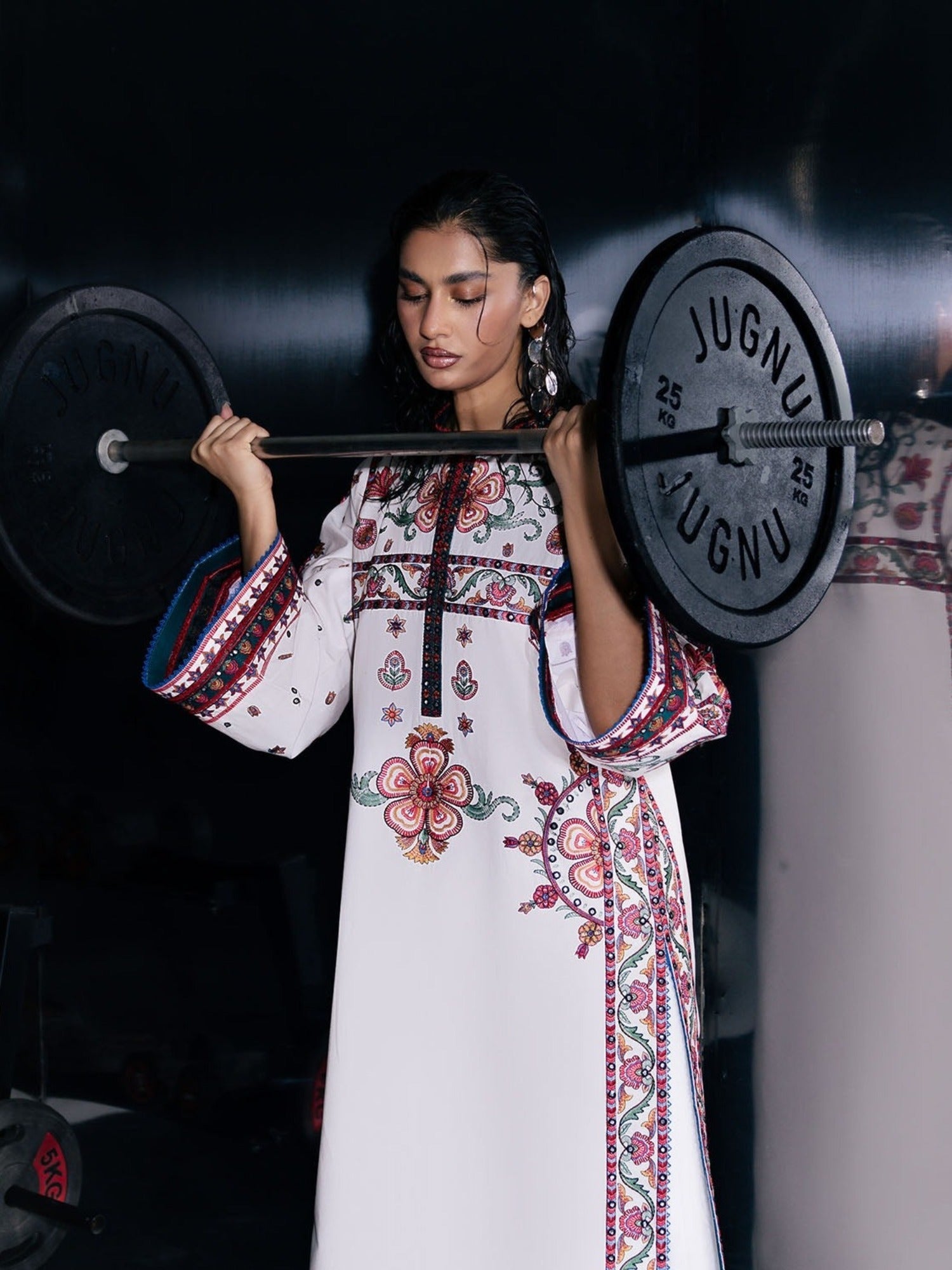 White-Jugnu By Hussain Rehar Pret SS26 Edit IV Cotton Embroidered Stitched 3-Piece Suit-Ariki