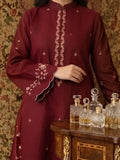 Maroon Pyara Jora Lawn Embroidered Stitched 3-Piece Suit-Sadaf