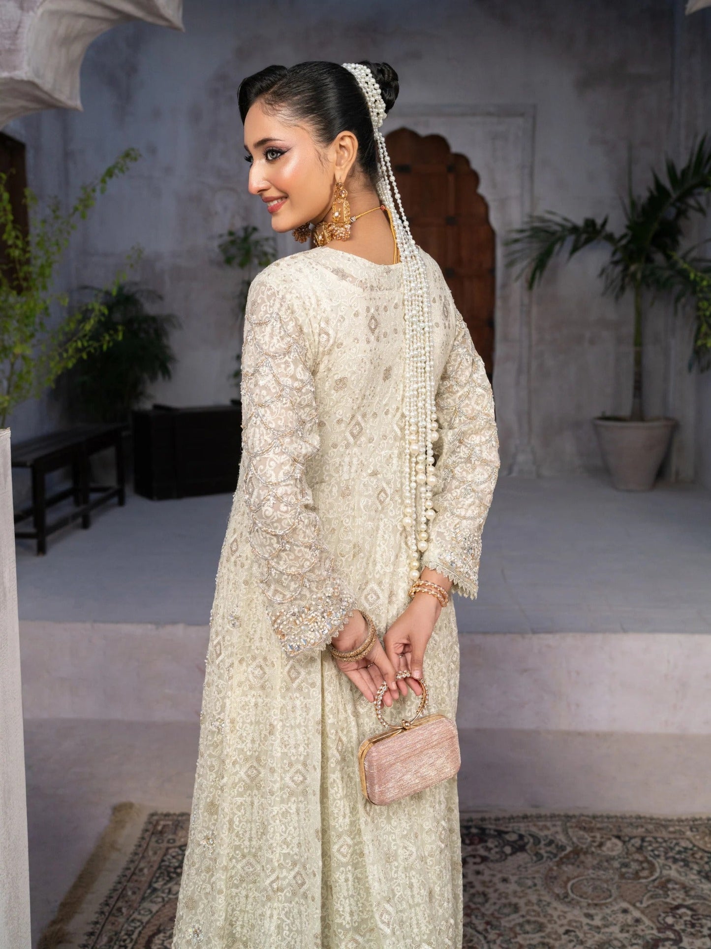 Manahil Arts Chiffon Embellished Stitched 4-Piece Suit-Regal Aura