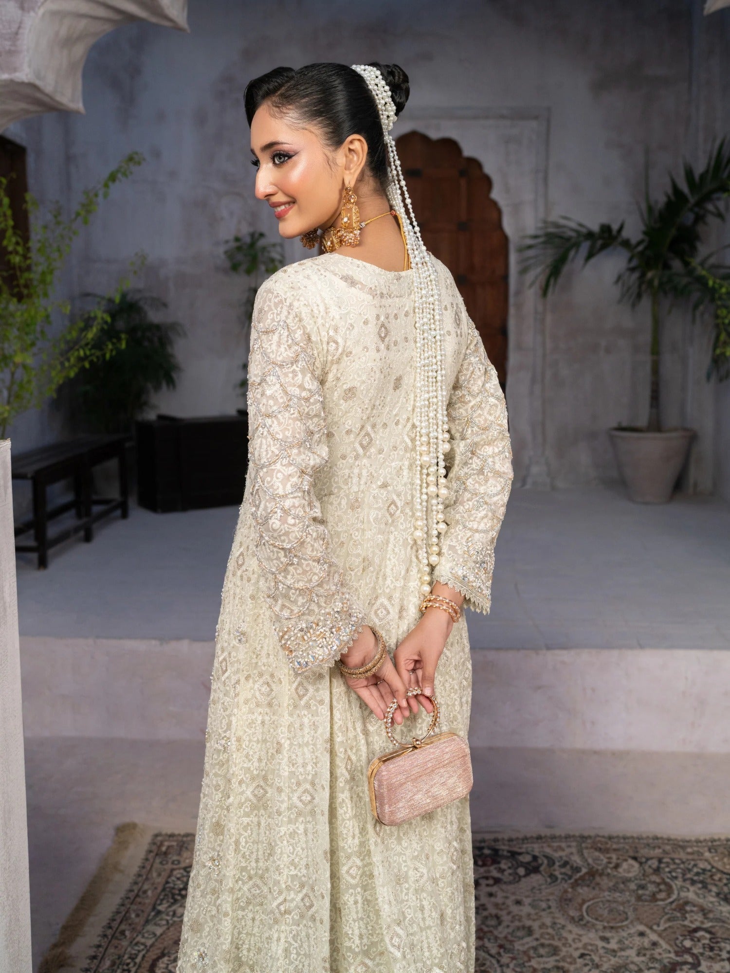 Manahil Arts Chiffon Embellished Stitched 4-Piece Suit-Regal Aura