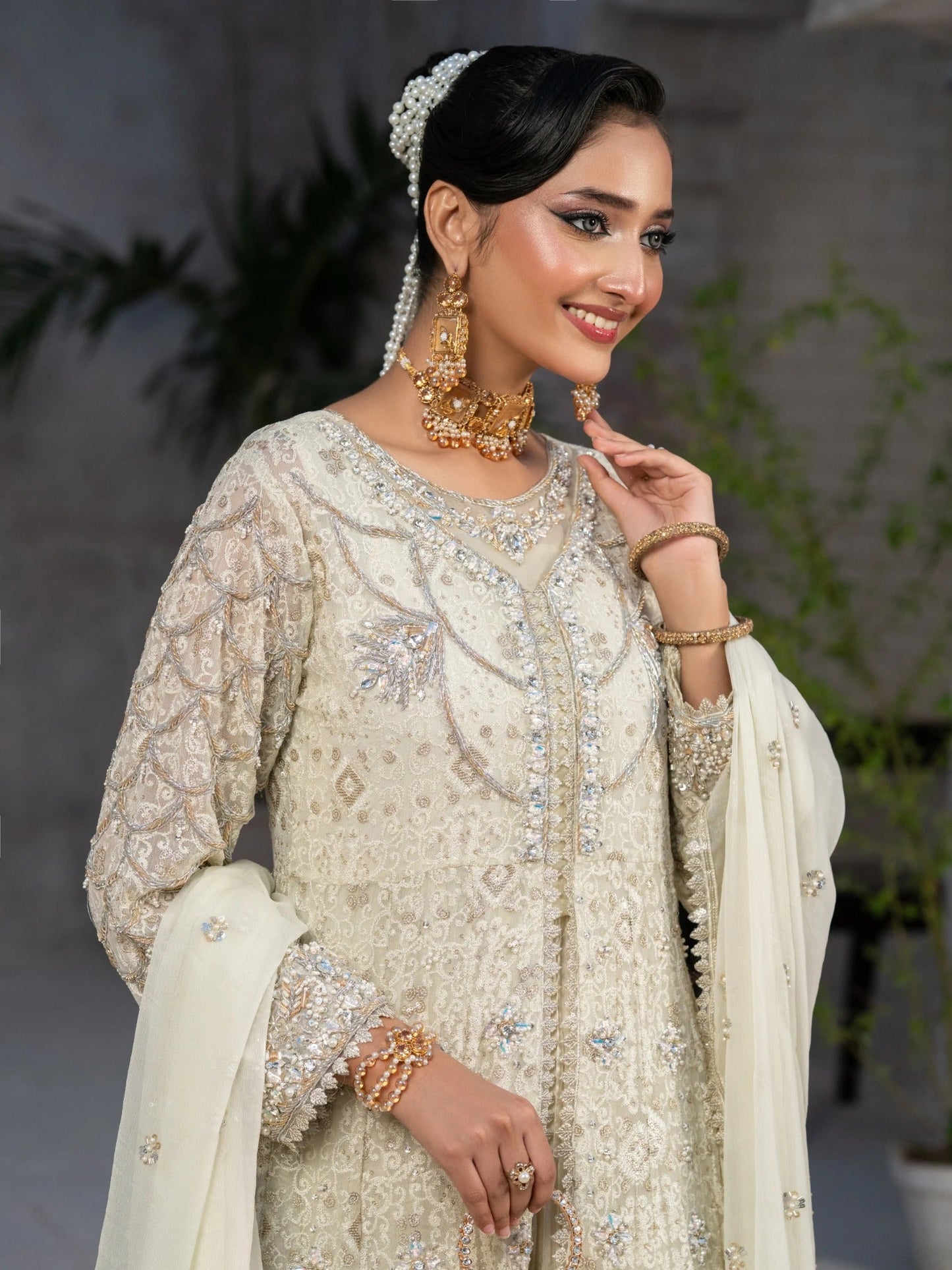 Manahil Arts Chiffon Embellished Stitched 4-Piece Suit-Regal Aura