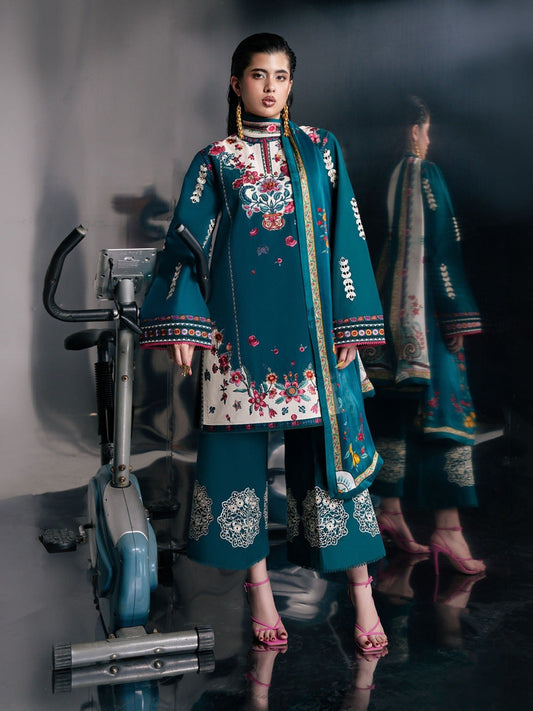 Green-Jugnu By Hussain Rehar Pret SS26 Edit IV Cotton Embroidered Stitched 3-Piece Suit-Fumi
