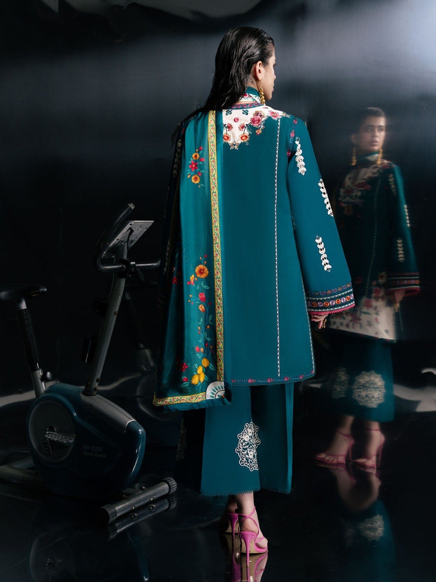 Green-Jugnu By Hussain Rehar Pret SS26 Edit IV Cotton Embroidered Stitched 3-Piece Suit-Fumi