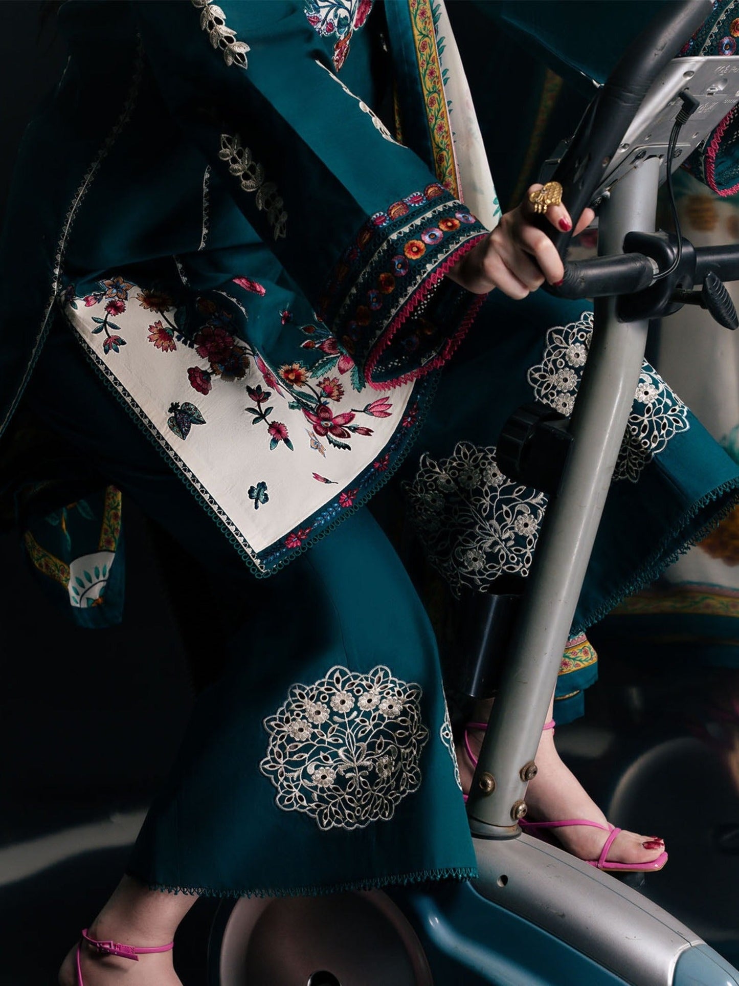 Green-Jugnu By Hussain Rehar Pret SS26 Edit IV Cotton Embroidered Stitched 3-Piece Suit-Fumi